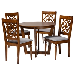 Baxton Studio Valerie Modern Grey and Walnut Brown Wood 5-Piece Dining Set